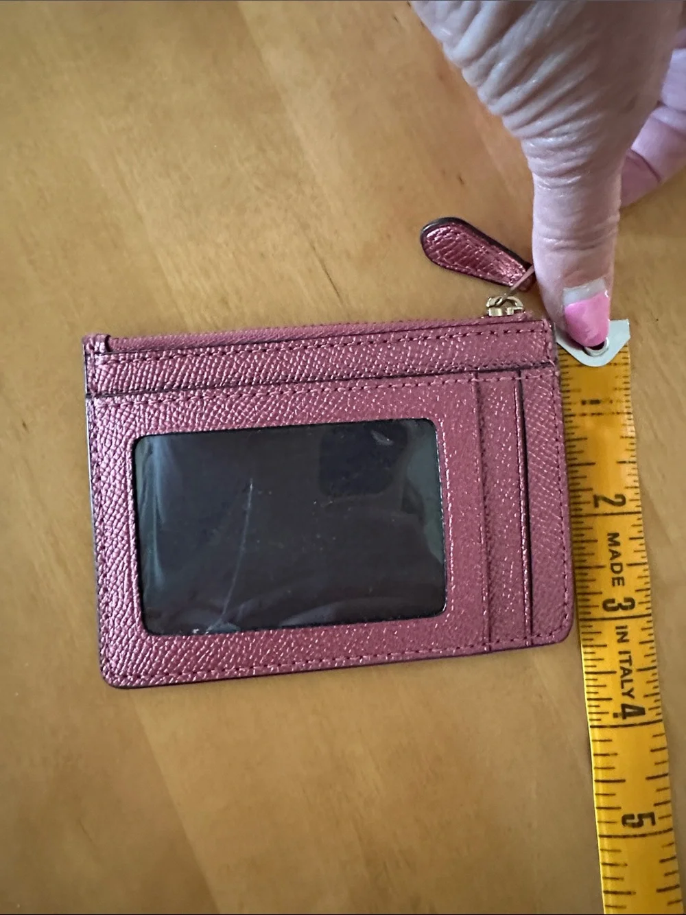 Coach Metallic Rose Pink Zip Card Wallet